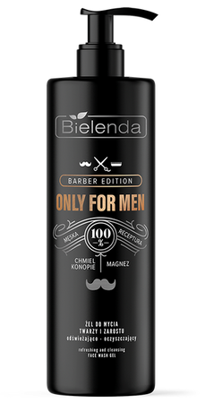 Bielenda Only for Men Barber Edition Refreshing and Cleansing Gel for Washing the Face and Beard 190g