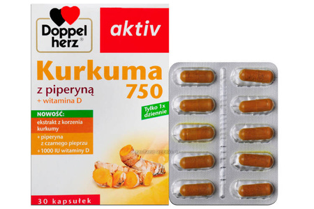 Doppelherz Kurkuma z Piperyną + Witamina D 30 Kapsułek