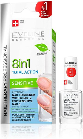 Eveline Total Action Sensitive  8w1 Skoncentrowana Odżywka Do Paznokci 12ml