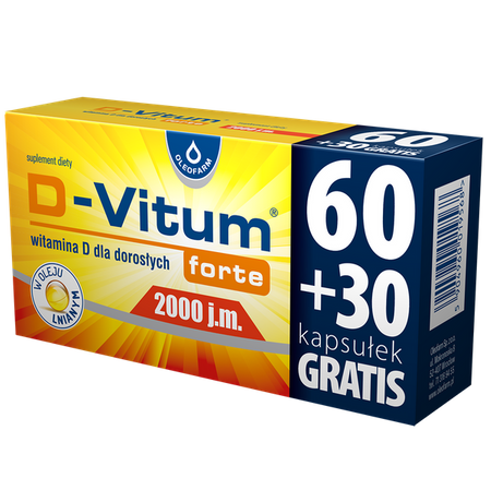 Oleofarm D-Vitum Forte 2000 j.m. witamina D dla dorosłych 90 kapsułek