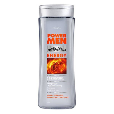 POWER MEN Żel pod prysznic 3w1 ENERGY czarny pieprz i guarana 300ml