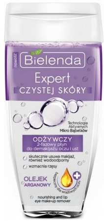 Bielenda CLEAN SKIN EXPERT Odżywczy 2-fazowy płyn do demakijażu oczu i ust z OLEJKIEM ARGANOWYM 150ml