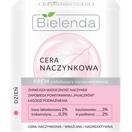 Bielenda - Cera Naczynkowa - Krem na dzien redukujący zaczerwienienia skóra naczynkowa, wrażliwa 50ml