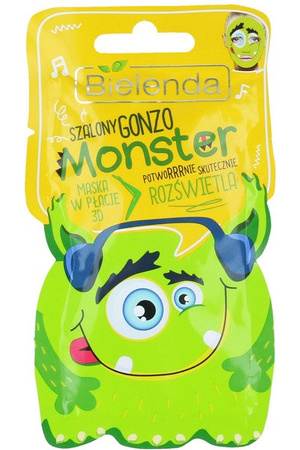 Bielenda Monster Maska W Płacie 3D Rozświetlająca Szalony Gonzo 1szt