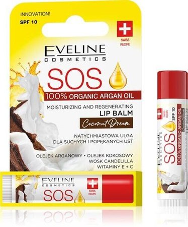 Eveline SOS Nourishing Regenerating Balm for Dry and Cracked Lips Mango SPF10 1 Piece