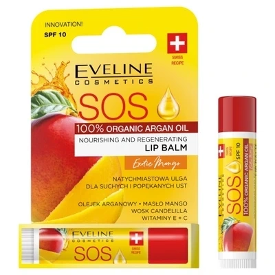 Eveline SOS Nourishing Regenerating Balm for Dry and Cracked Lips Mango SPF10 1 Piece