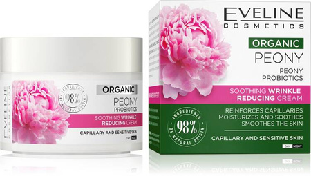 Eveline Organic Peony Łagodzący Krem Redukujący Zmarszczki dla Cery Naczynkowej 50ml