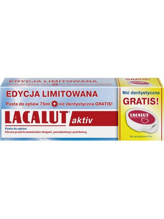 Lacalut Aktiv Pasta Do Zębów + Nić Dentystyczna Gratis 75 ml