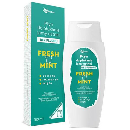 EkaMedica Fresh Mint płyn do płukania jamy ustnej BEZ FLUORU 150 ml