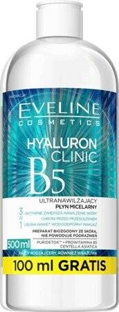 Eveline Hyaluron Clinic Ultra-Moisturizing Micellar Liquid 3in1 for All Skin Types 500ml