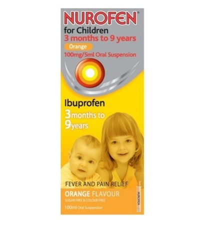 NUROFEN ZAWIESINA DLA DZIECI OD 3M-CA DO 9 ROKU 100ML POMARANCZOWA