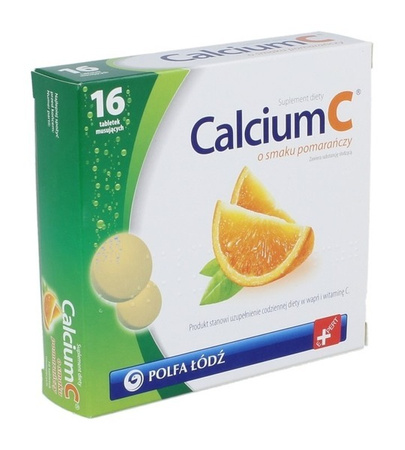 Calcium C 16 tabl Pomarańczowy Uzupełnienie Codziennej Diety w Wapń i Witaminę C