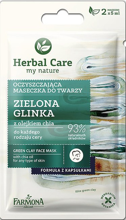 Herbal Care Maseczka Oczyszczająca do Twarzy Zielona Glinka 2x5ml