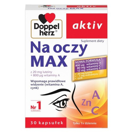 DoppelHerz Aktiv Na oczy MAX wspomaga prawidłowe widzenie i ostrość wzroku 30 sztuk