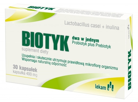 BIOTYK 30 KAPS. supplements the diet with lactic acid bacteria and Insulin