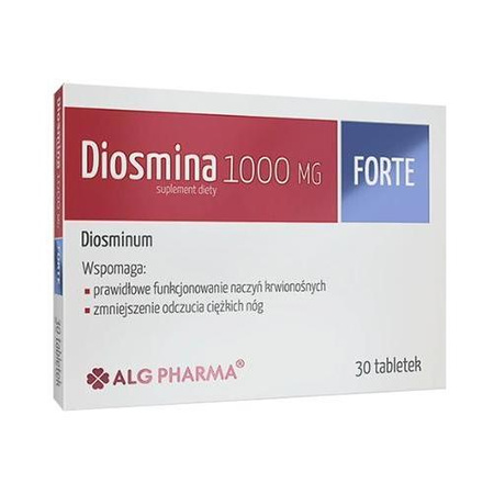 ALG PHARMA Diosmina 1000mg Forte zmniejszenie odczucia ciężkich nóg 30 Tabletek