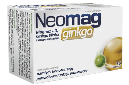 Aflofarm Neomag Ginkgo na pamięć i koncentrację 50 tabletek