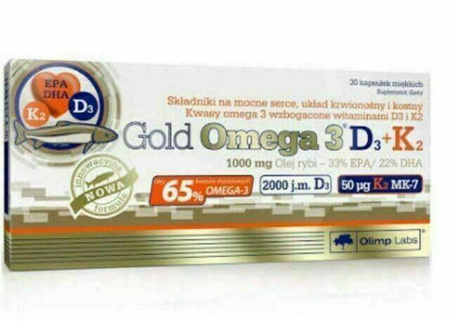 Olimp Gold Omega 3 D3+K2 wzmacnia serce układ krwionośny i kostny 60 kapsułek