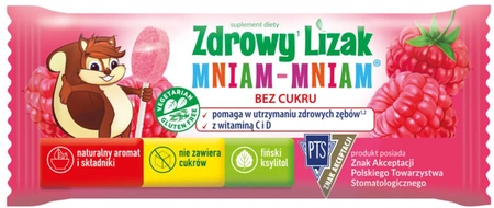 Starpharma Zdrowy Lizak Mniam Mniam bez cukru smak Malinowy 1 sztuka