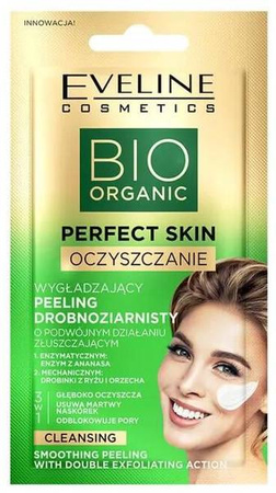 Eveline Bio Organic Perfect Skin Wygładzający i oczyszczający peeling drobnoziarnisty do twarzy 8 ml