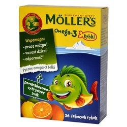 Moller Omega 3 Rybki 36 Żelowych Rybek  Smak Pomarańczowo-cytrynowy