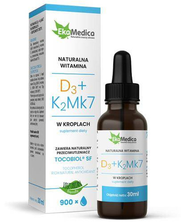 EkaMedica D3+K2Mk7 Naturalna  Witamina W Kroplach 30ml