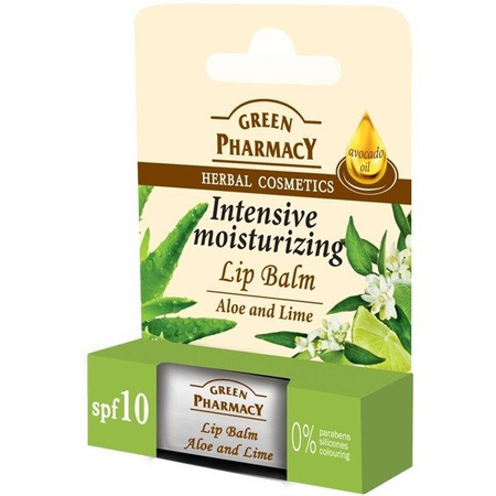 Elfa Pharm Green Pharmacy Balsam do ust, aloes i limonka, intensywnie nawilżający, SPF 10 4g