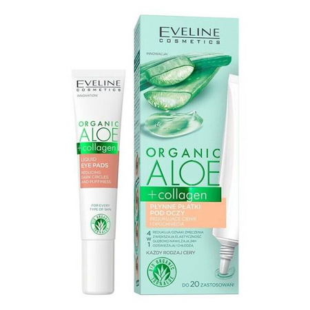 Eveline Organic Aloe + Collagen Liquid Eye Pads Reducing Dark Circles and Puffiness 20ml