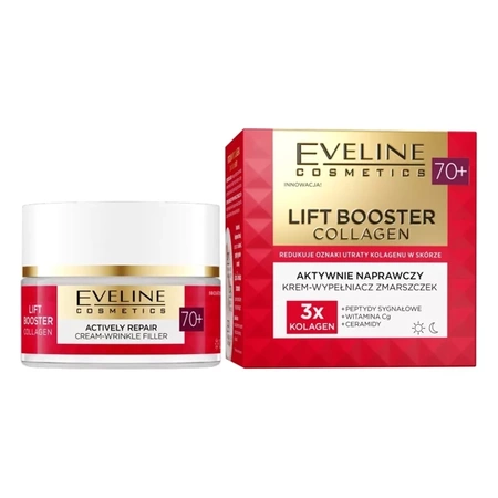 Eveline Lift Booster Collagen 70+ Aktywnie Naprawczy Krem-Wypełniacz Zmarszczek 50ml