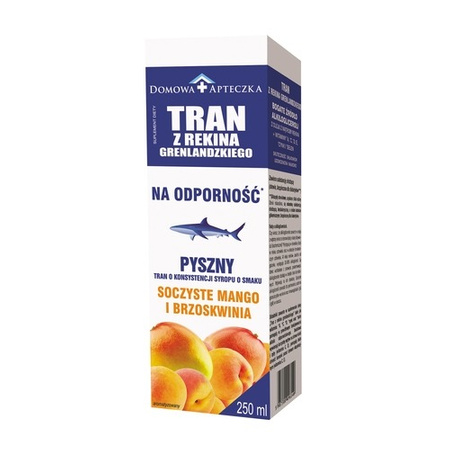 Tran z Rekina Grenlandzkiego Soczyste Mango i Brzoskwinia 250 ml