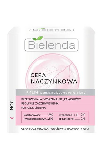 Bielenda - Cera Naczynkowa - Krem na noc redukujący zaczerwienienia skóra naczynkowa, wrażliwa 50ml